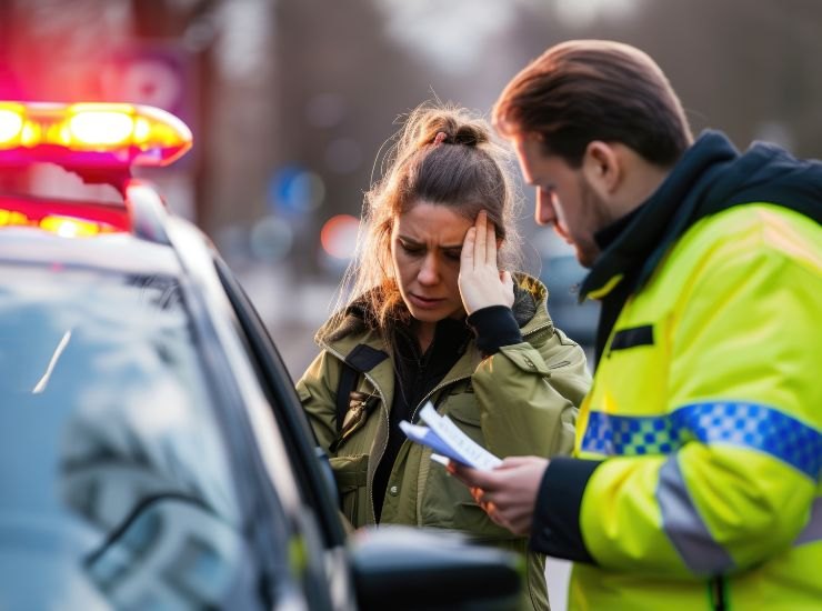 Ragazza fermata dalla polizia 