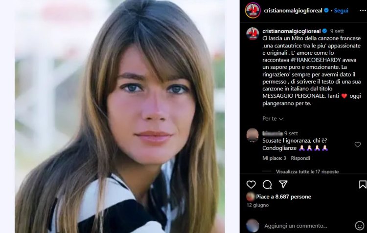 Cristiano Malgioglio ricorda Françoise Hardy su Instagram