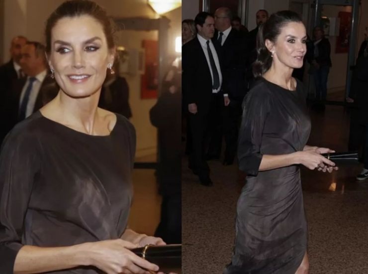 Letizia di Spagna in un abito aderente