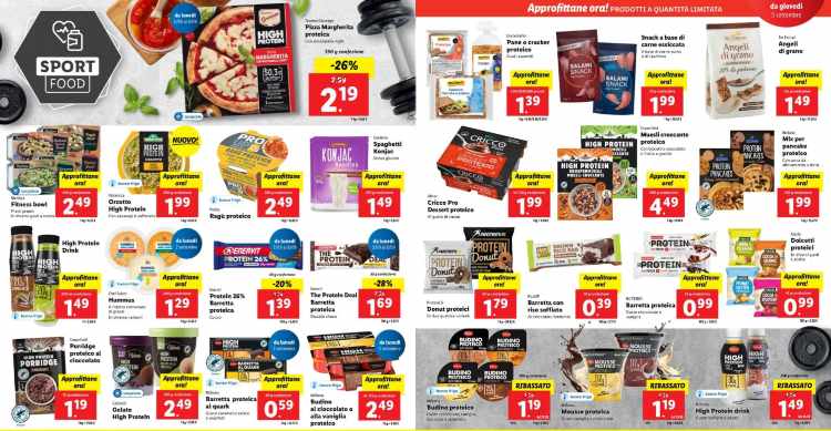 Volantino Lidl: prodotti proteici in offerta